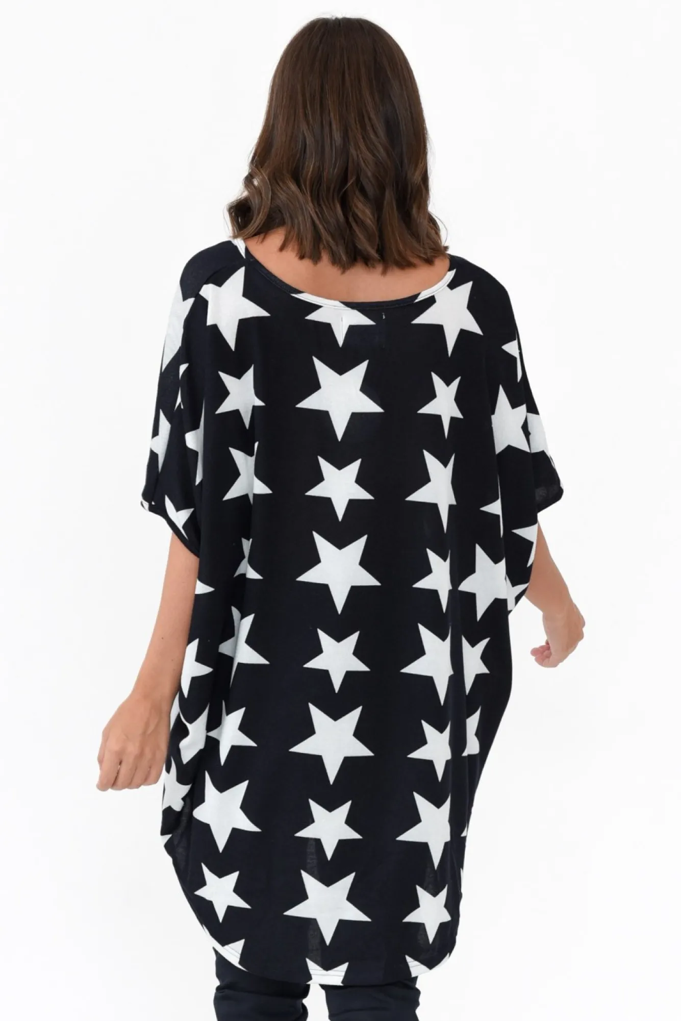 Tunic Tops<La Mode Aaron Navy Star Knit Drape Top