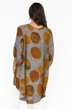 Cotton Tops<Cotton Village Abra Brown Spot Oversized Top