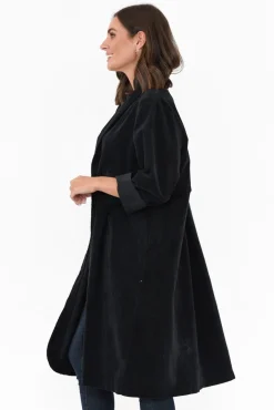 Coats<Donna Donna Abraham Black Corduroy Coat
