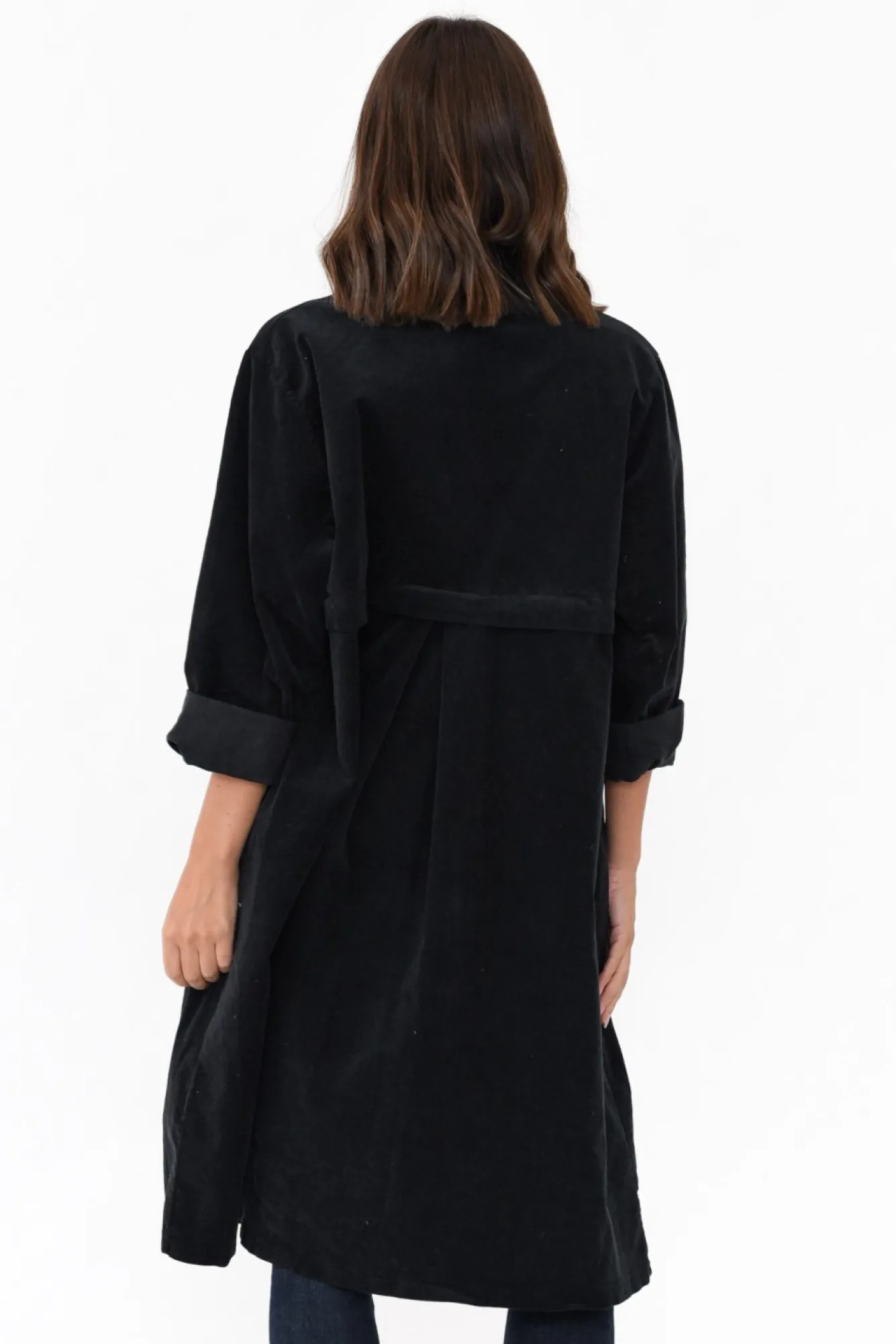 Coats<Donna Donna Abraham Black Corduroy Coat