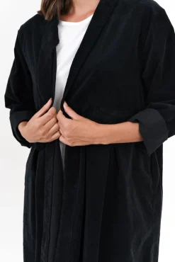 Coats<Donna Donna Abraham Black Corduroy Coat