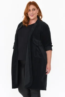 Coats<Donna Donna Abraham Black Corduroy Coat