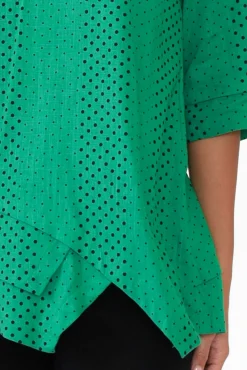 Linen Tops<Hourglass Adara Green Dot Linen Cotton Top