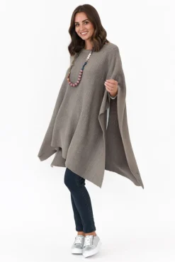 Ponchos<Zura Addie Grey Wool Blend Poncho