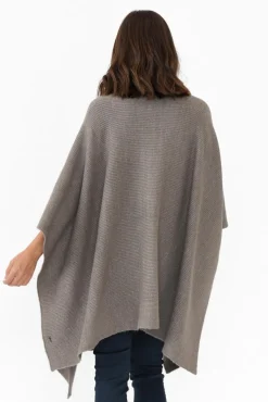 Ponchos<Zura Addie Grey Wool Blend Poncho