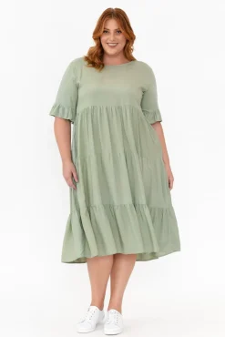 Below Knee Dresses<New U Collection Addison Sage Tier Dress
