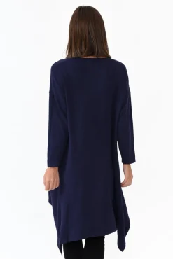 Knitwear<Cali and Co Addy Navy Hi Lo Knit Jumper