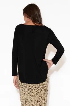 Sleeved Tops<Lou Lou Adele Black Long Sleeve Bamboo Tee