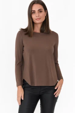 Sleeved Tops<Lou Lou Adele Chocolate Long Sleeve Bamboo Tee