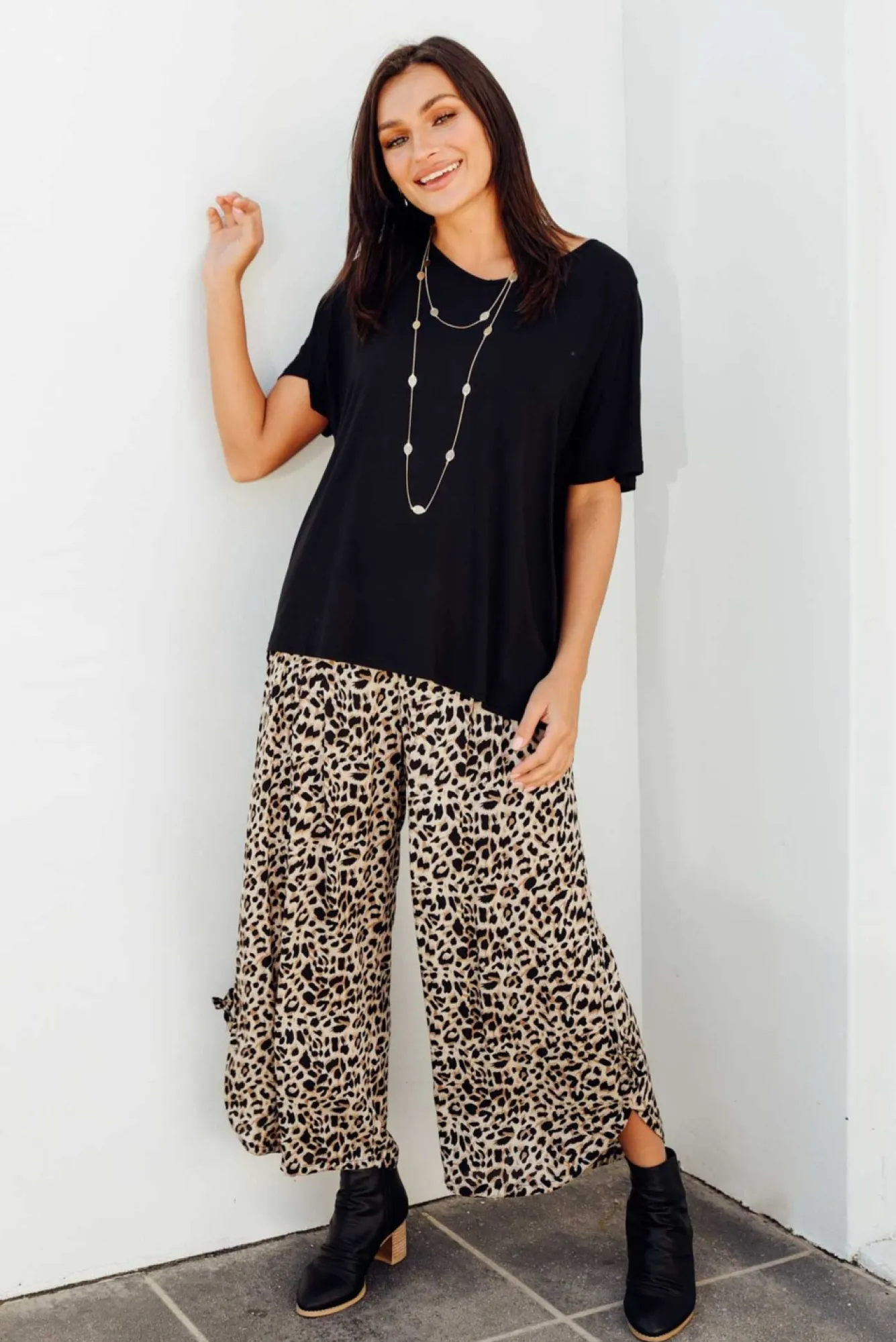 Pants<Willow Tree Adler Brown Leopard Wide Leg Pant