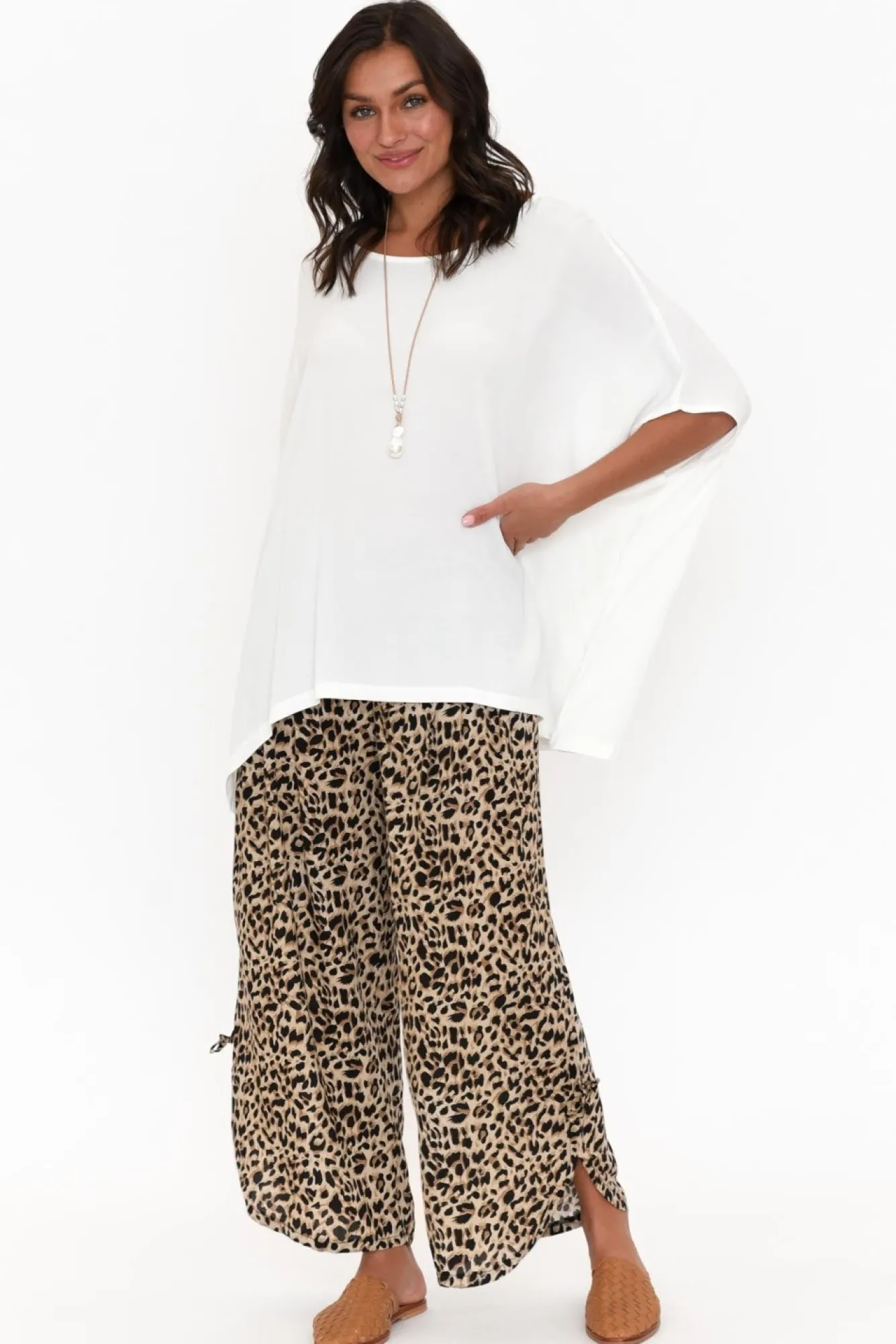 Pants<Willow Tree Adler Brown Leopard Wide Leg Pant