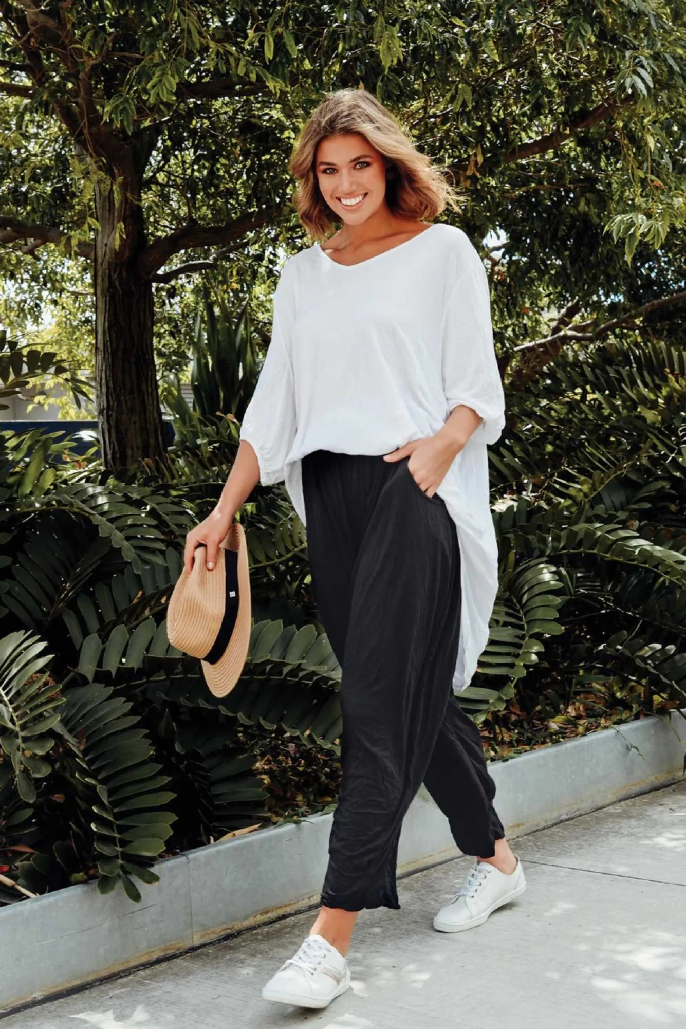 Cotton Tops<Cotton Village Agnes White Crinkle Cotton Hi Lo Top