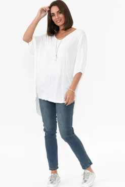 Cotton Tops<Cotton Village Agnes White Crinkle Cotton Hi Lo Top