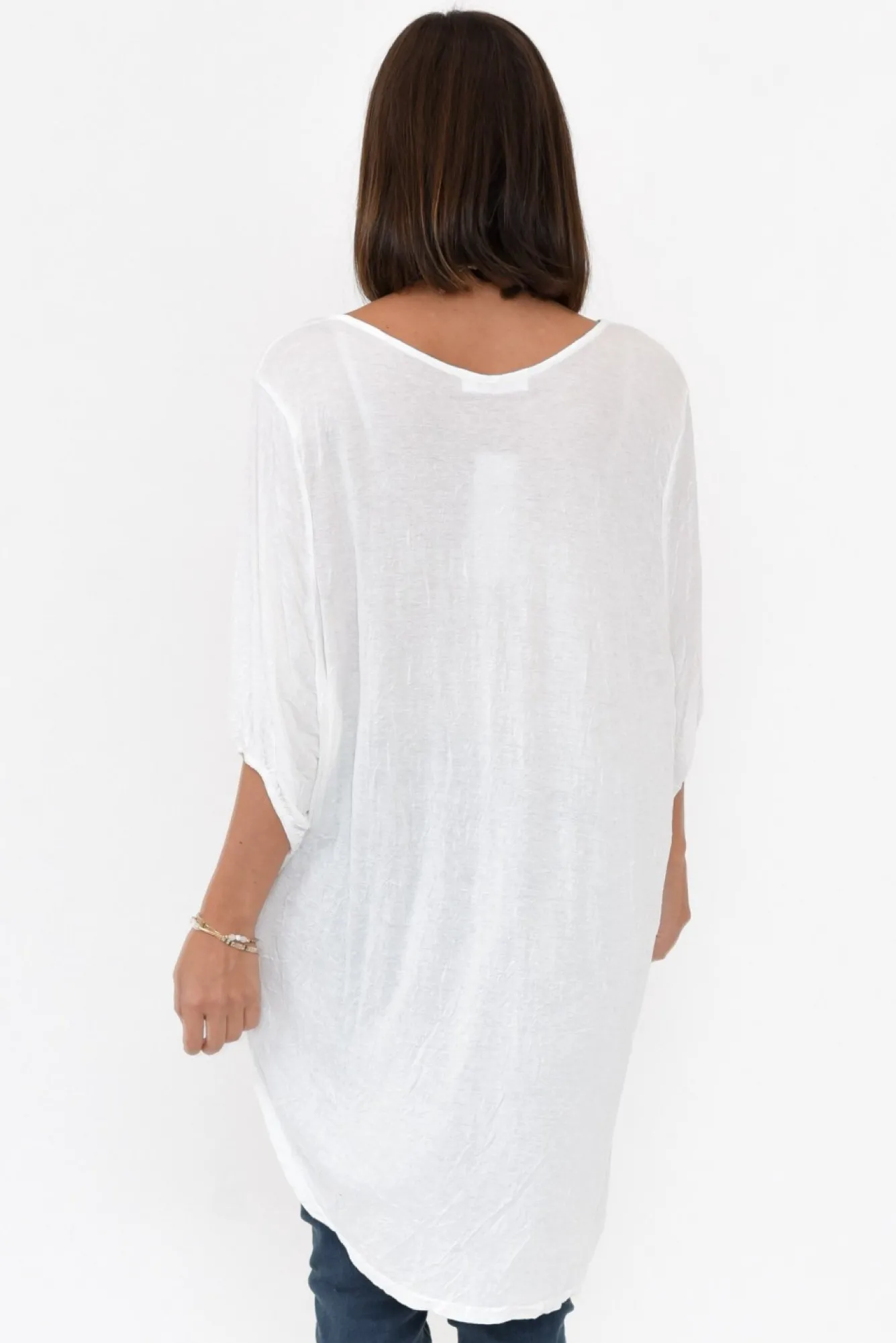 Cotton Tops<Cotton Village Agnes White Crinkle Cotton Hi Lo Top