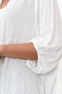 Cotton Tops<Cotton Village Agnes White Crinkle Cotton Hi Lo Top