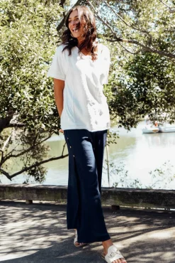 Pants<La Mode Aida Navy Cotton Blend Layered Pant