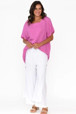 Pants<La Mode Aida White Cotton Blend Layered Pant
