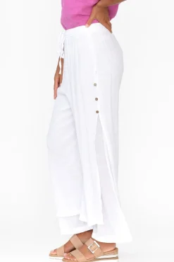 Pants<La Mode Aida White Cotton Blend Layered Pant