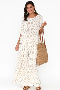 Linen Tops<Imagine Akoni Beige Spot Linen Top