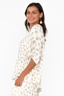 Linen Tops<Imagine Akoni Beige Spot Linen Top