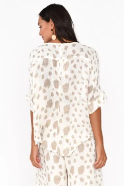 Linen Tops<Imagine Akoni Beige Spot Linen Top