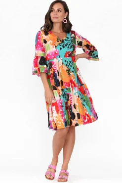 Cotton Dresses<Orientique Alanya Pink Abstract Organic Cotton Dress