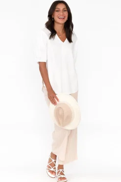 Linen Tops<Betty Basics Alba White Linen Blend Blouse Top