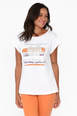 Cotton Tops<Cafe Latte Alberta Orange Cotton Sequin Tee