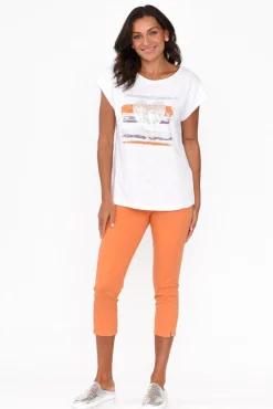 Cotton Tops<Cafe Latte Alberta Orange Cotton Sequin Tee