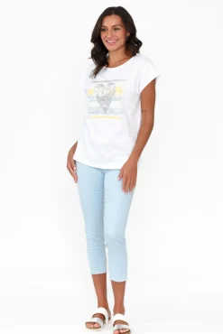 Cotton Tops<Cafe Latte Alberta Yellow Cotton Sequin Tee
