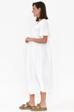 Cotton Dresses<Tirelli Alena White Angle Tier Cotton Dress