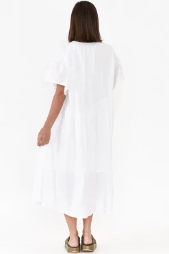 Cotton Dresses<Tirelli Alena White Angle Tier Cotton Dress