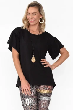 Cotton Tops<Betty Basics Alessia Black Cotton Blend Frill Top