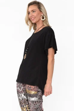 Cotton Tops<Betty Basics Alessia Black Cotton Blend Frill Top