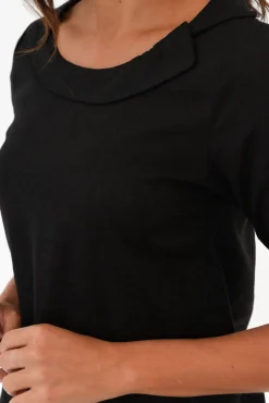 Linen Tops<Hourglass Alex Black Linen Cotton Collared Top