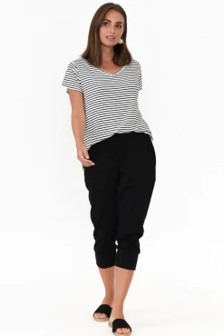Pants<Betty Basics Alexia Black Cotton Cropped Jogger Pant