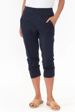 Pants<Betty Basics Alexia Navy Cotton Cropped Jogger Pant