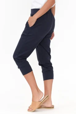 Pants<Betty Basics Alexia Navy Cotton Cropped Jogger Pant