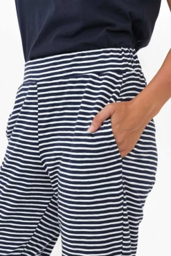 Pants<Betty Basics Alexia Navy Stripe Cotton Cropped Jogger Pant