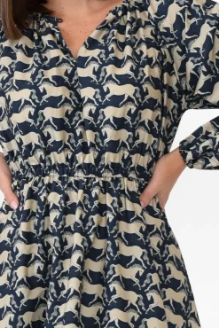 Cotton Dresses<Dear Sutton Alexis Midnight Stampede Cotton Poplin Dress