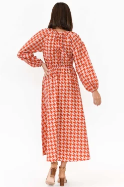 Cotton Dresses<Dear Sutton Alexis Red Houndstooth Cotton Poplin Dress