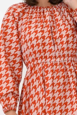 Cotton Dresses<Dear Sutton Alexis Red Houndstooth Cotton Poplin Dress