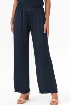 Pants<Italian Closet Alistair Navy Gloss Frayed Pant
