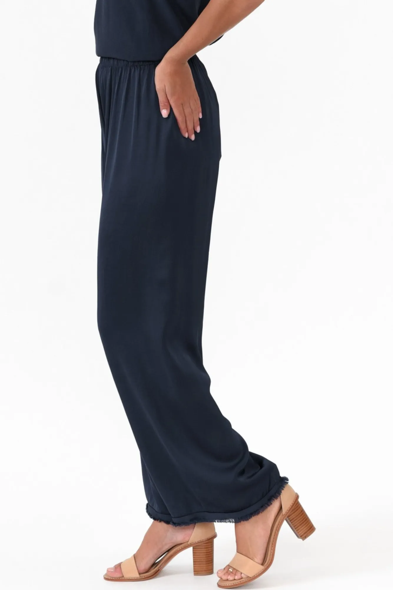 Pants<Italian Closet Alistair Navy Gloss Frayed Pant