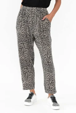 Pants<Cotton Village Allora Brown Leopard Stretch Pant