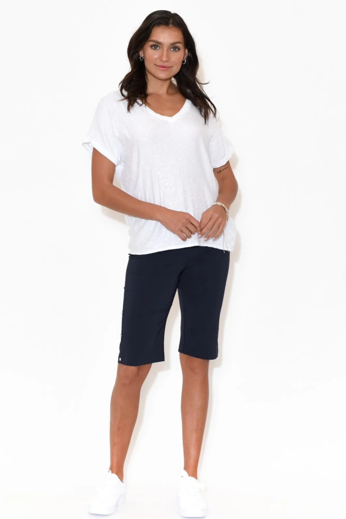Shorts<Threadz Alyssa Navy Pocket Shorts