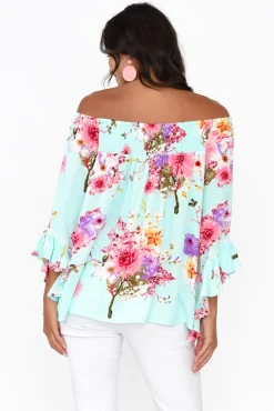 Sleeved Tops<Red Lotus Amal Blue Cherry Blossom Top