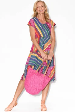 Cotton Dresses<Orientique Amalfi Pink Stripe Cotton Dress