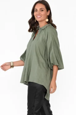 Shirts<Label of Love Amirah Khaki Button Up Shirt
