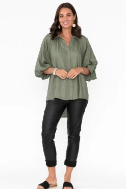 Shirts<Label of Love Amirah Khaki Button Up Shirt